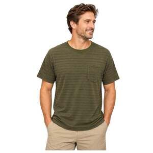 prAna Men's Large Olive Green Textured Stripe Pocket T-Shirt Casual Tee